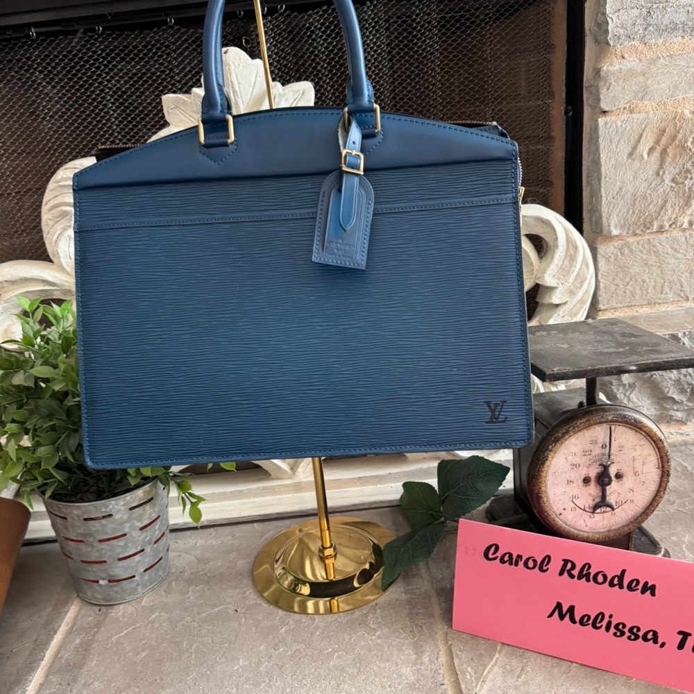 Louis Vuitton Rivera Blue Epi Leather Tote with Luggage Tag